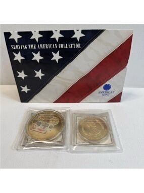 American Mint Abraham Lincoln Life Legacy Commemorative Coin Set 24K COA 2pc